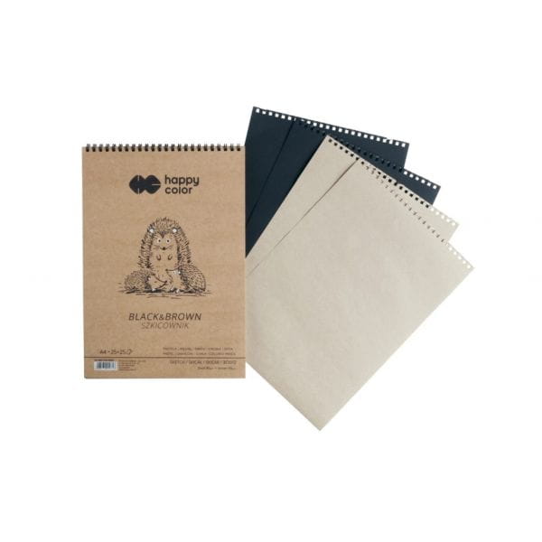 Szkicownik na spirali BLACK&BROWN A4, 50 ark, 2 kolory, 80g, Happy Color