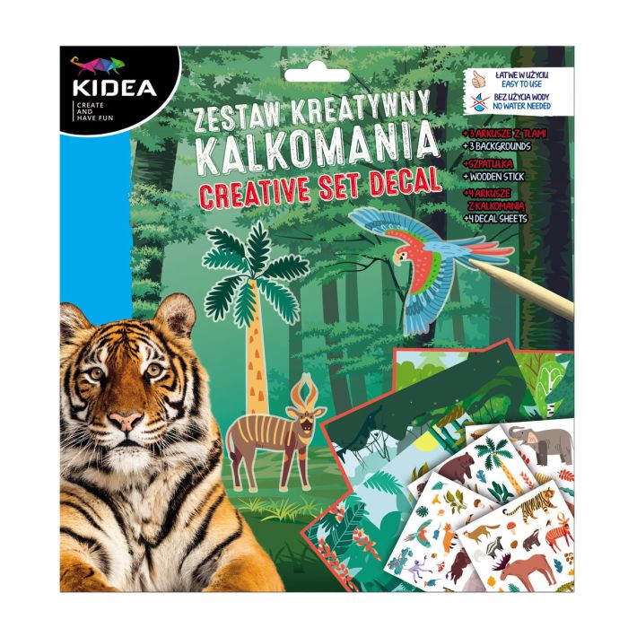 Kalkomania - zestaw kreatywny Zwierzęta Kidea