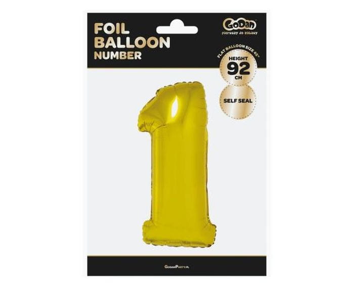 Balon foliowy B&C "Cyfra 1", złota, 92 cm Godan