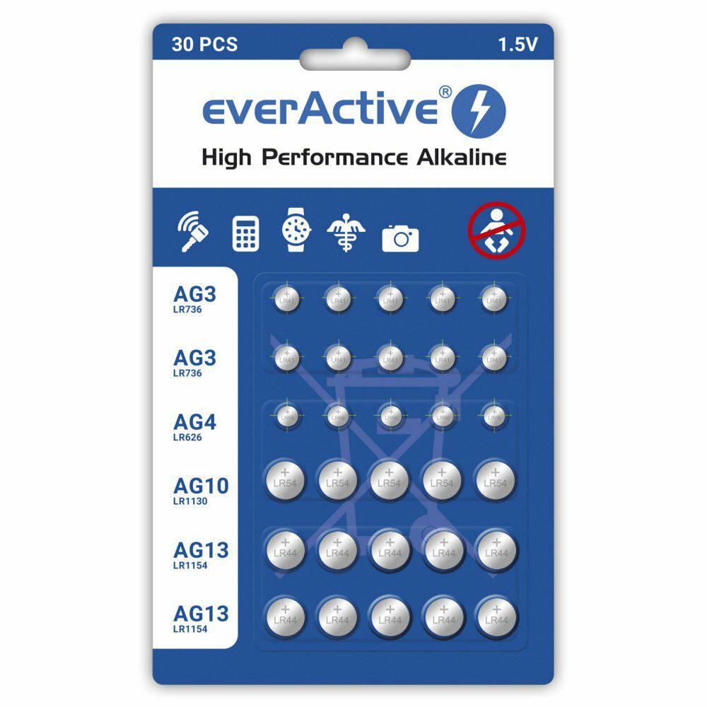 EVERACTIVE zestaw baterii G3,G4,G10,G13 30 sztuk - Henryx24