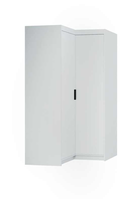 Nowoczesna biała modułowa szafa narożna z półkami 98x98 cm KUBA