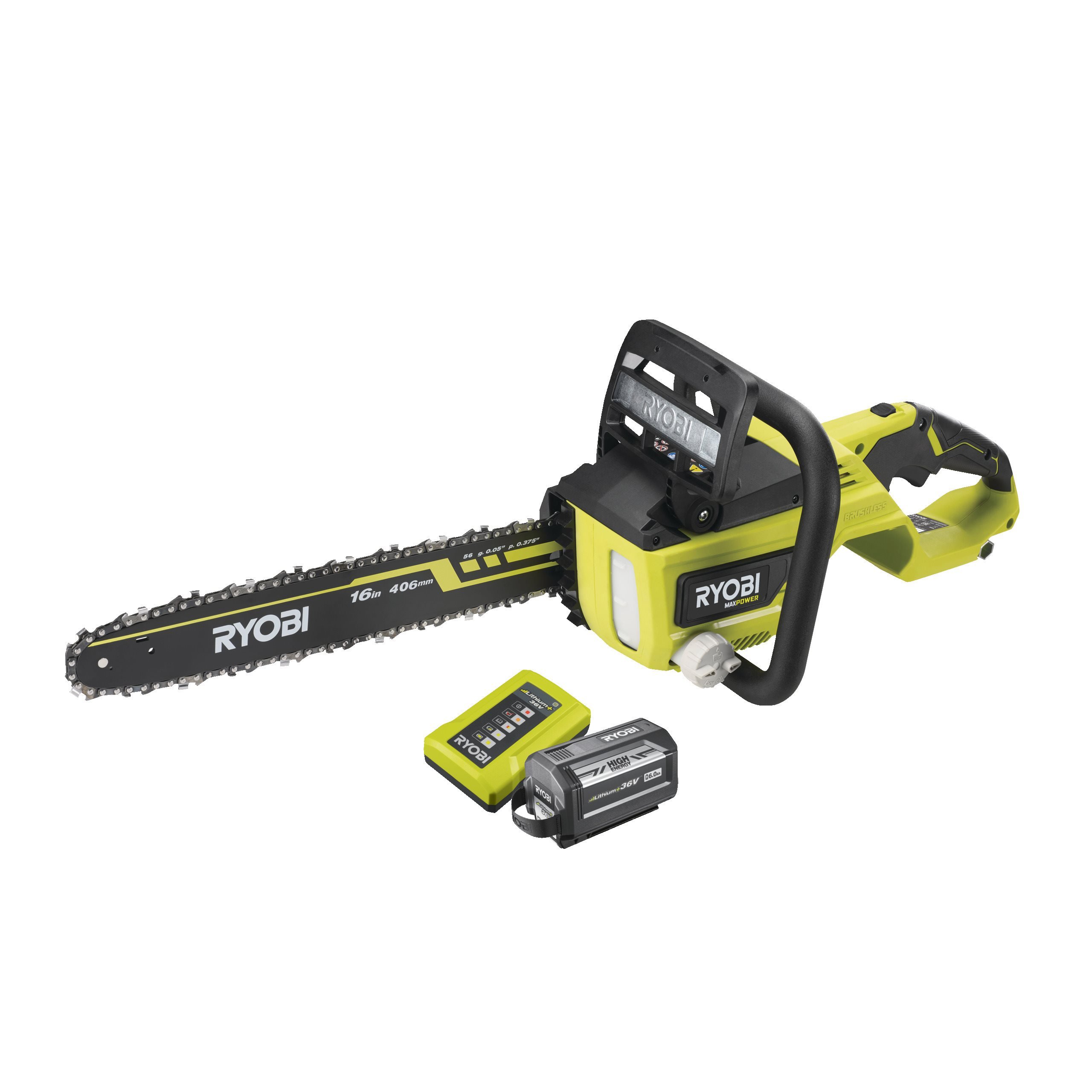 Piła łańcuchowa 40cm akumulatorowa bezszczotkowa 36V MAX POWER w zestawie z akumulatorem 6.0Ah i ładowarką