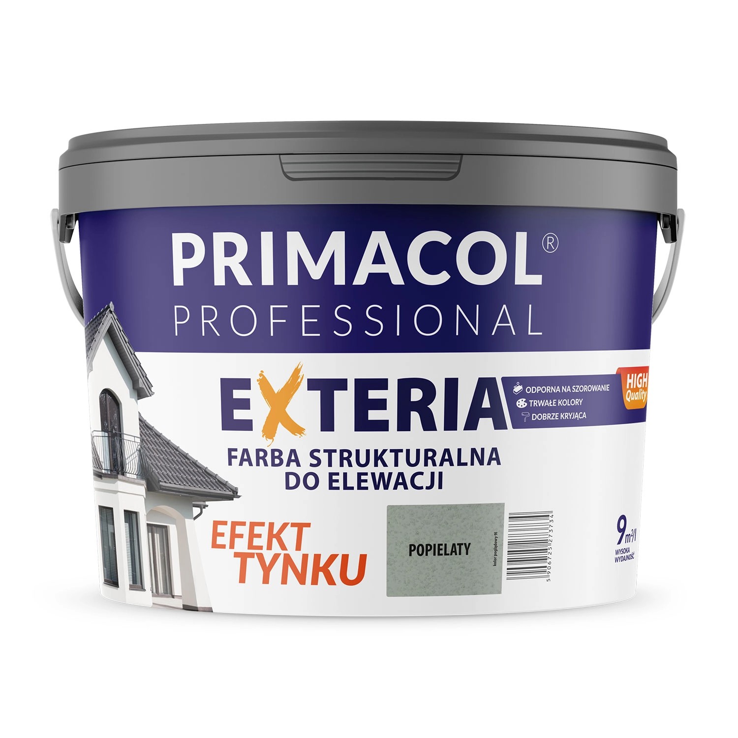 Farba fasadowa Primacol Exteria 9l popielata