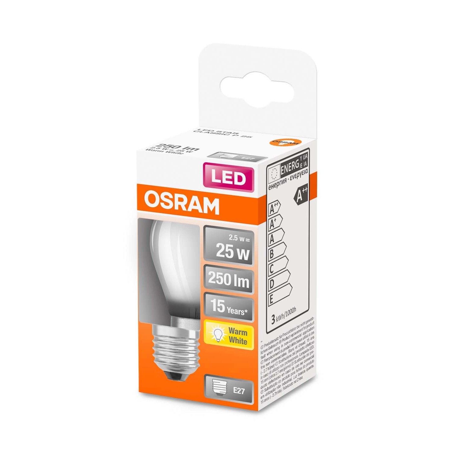 Osram Żarówka LED STAR CLASSIC P25 GL FR 2,5W E27 250 lm 2700K