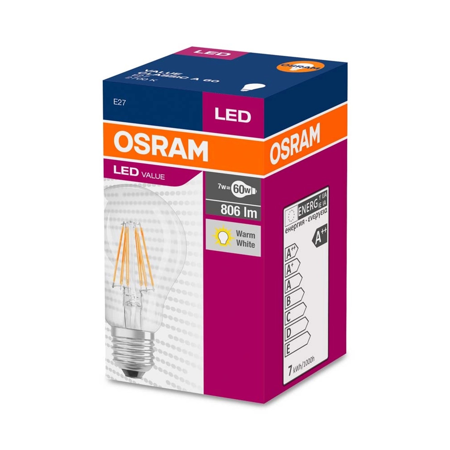 Żarówka LED VALUE CLASSIC A60 7W E27 806 lm 2700K