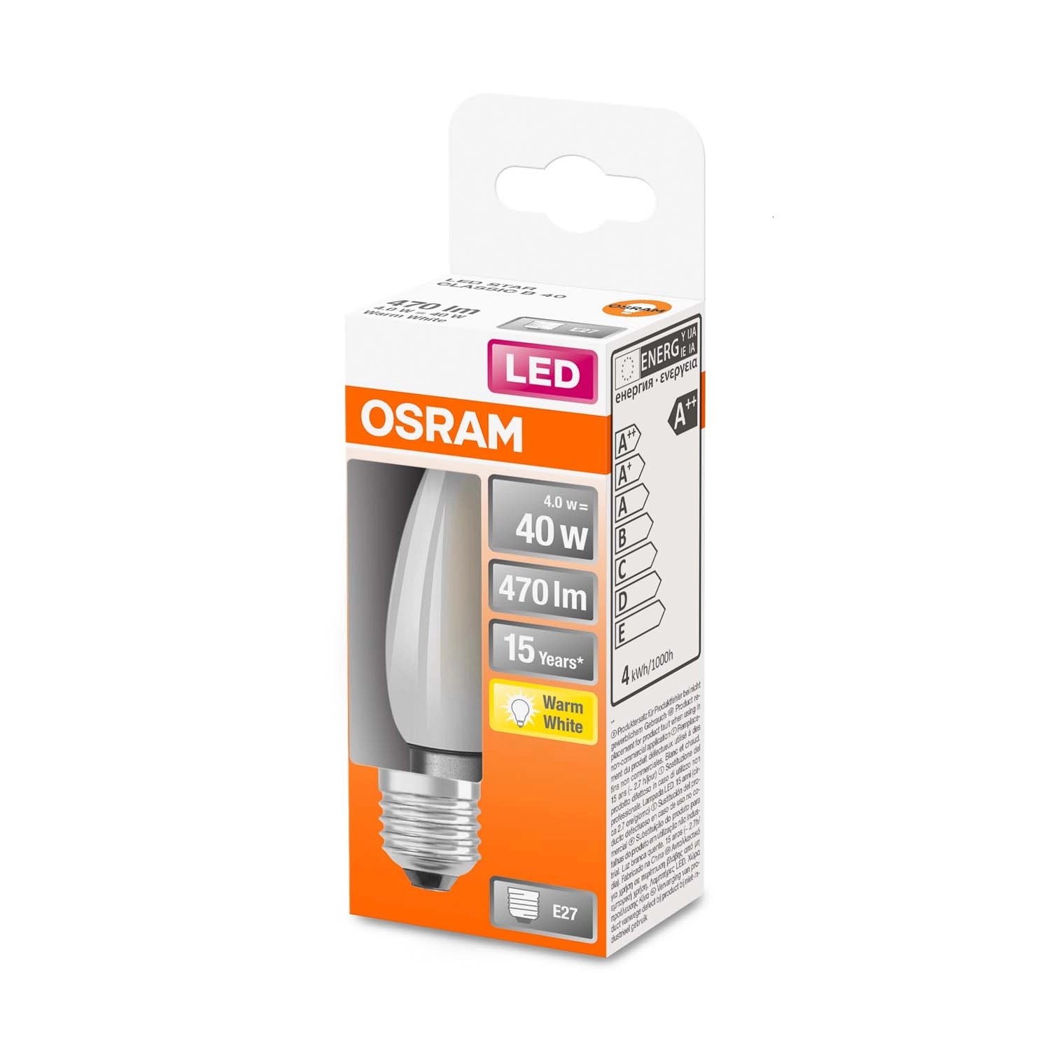 Osram Żarówka LED STAR CLASSIC B40 GL FR 4W E27 470 lm 2700K
