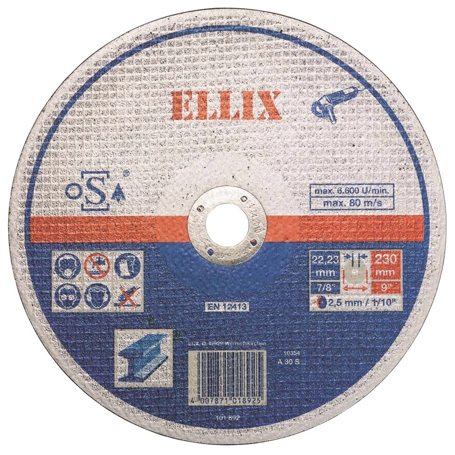 Ellix Tarcza do cięcia metalu prosta 230 mm