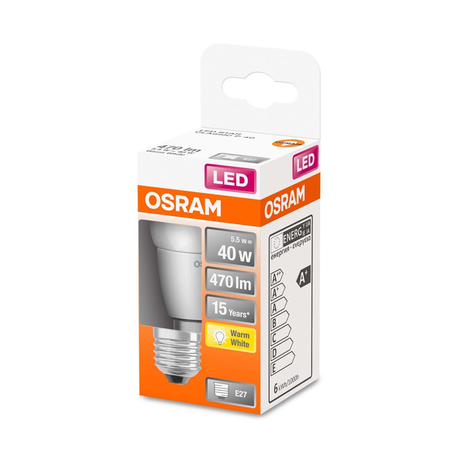 Osram Żarówka LED STAR CLASSIC P40 FR 5,5W E27 470 lm 2700K