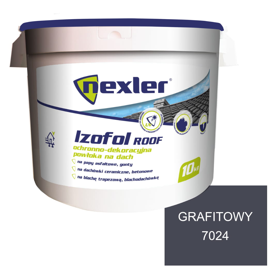 NEXLER IZOFOL ROOF GRAFITOWY RAL7024 ELASTYCZNA 10KG PLUS GRATIS CHLAPACZ