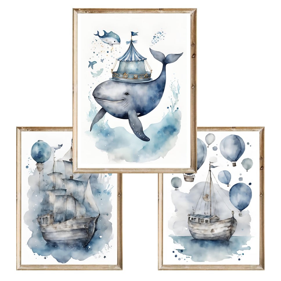 Zestaw trzech plakatów dla dzieci Magic Ocean 1 - A4
