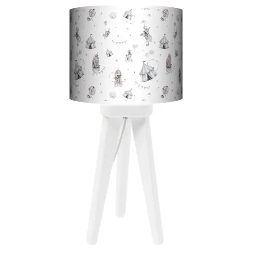 Lampa Trójnóg mała Baśniowy cyrk na bieli kolor podstawy do wyboru FL - buk