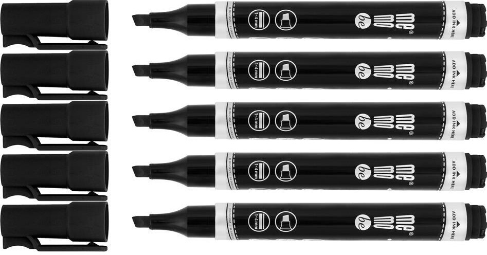 5x Marker permanentny MemoBe, ścięta, czarny