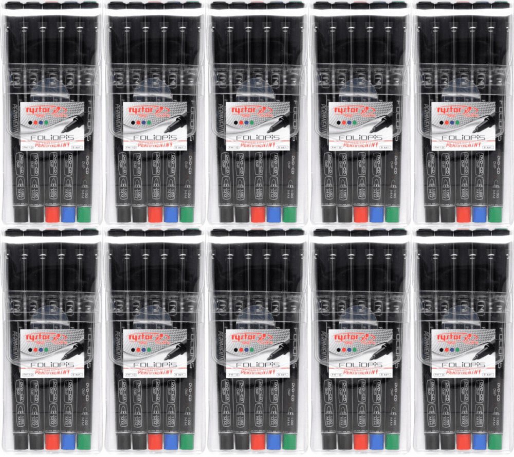 10x Foliopis Rystor, FM, okrągła,1 mm, 5 sztuk, mix kolorów