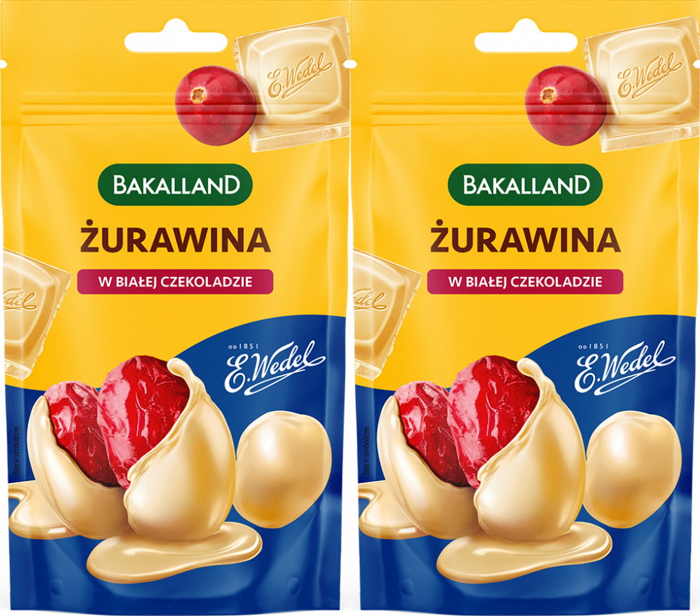 2x Żurawina Bakalland w białej czekoladzie Wedel, 74g