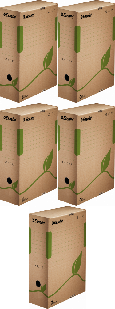 5x Pudło archiwizacyjne Esselte Eco, do luźnych dokumentów, 100mm, brązowy