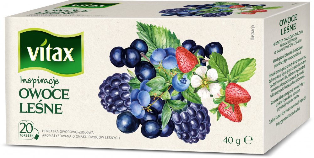 3x Herbata owocowa w torebkach Vitax Inspirations, owoce leśne, 20 sztuk x 2g