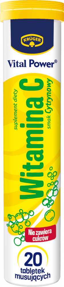 Tabletki musujące Vital Power, witamina C, cytrynowy, 84g, 20 tabletek