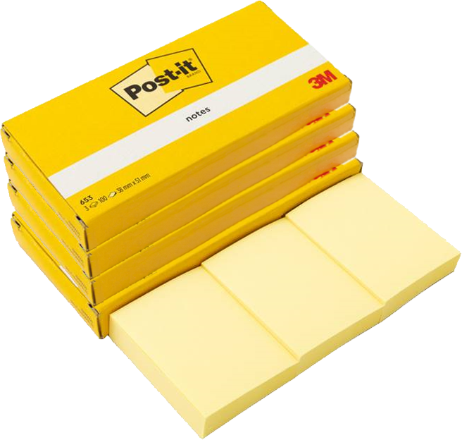 4x Karteczki samoprzylepne Post-it, 38x51mm, 3x100 karteczek, żółty pastelowy