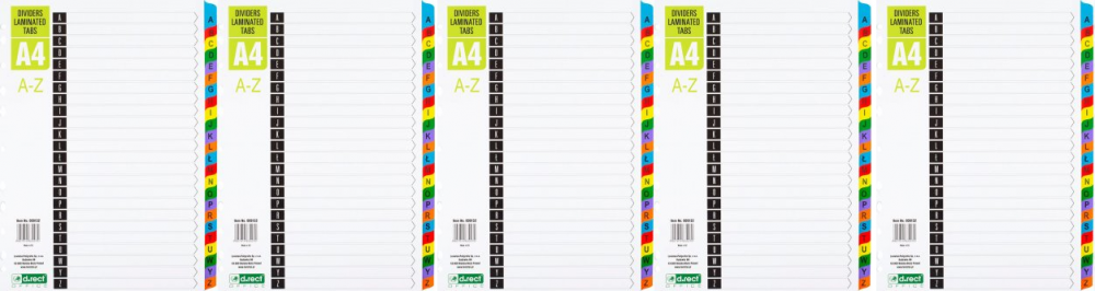 5x Przekładki do segregatora D.Rect, kartonowe, alfabetyczne, A4, 24 karty, mix kolorów