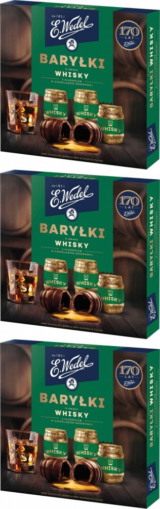 3x Bombonierka Wedel Baryłki Whisky, 200g