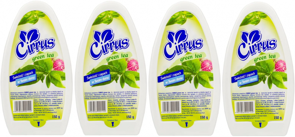 4x odświeżacz powietrza Cirrus, green tea, żel, 150g