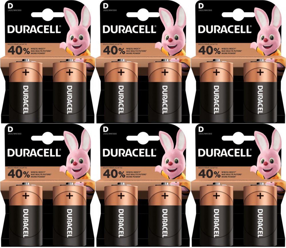 6x Bateria alkaliczna Duracell LR20/D, 2 sztuki