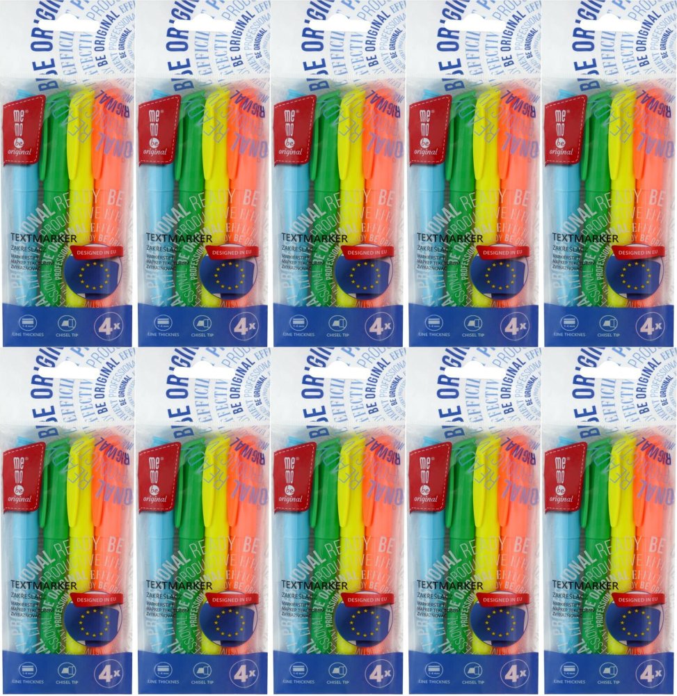 10x Zakreślacz MemoBe, ścięta, 4 sztuki, mix kolorów