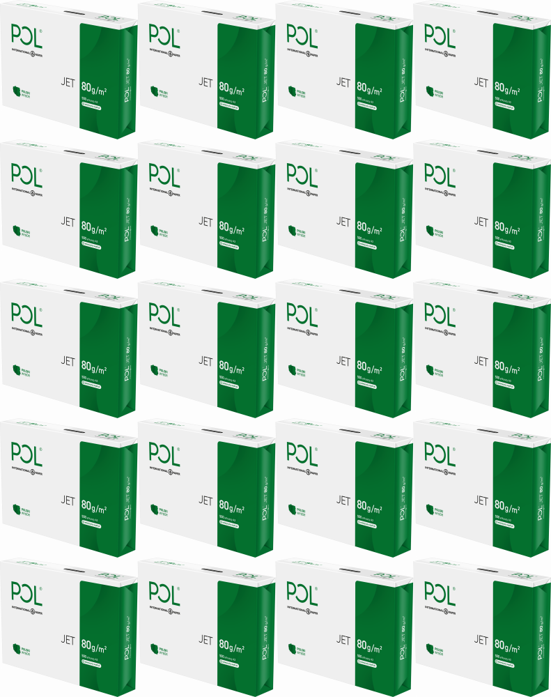 20x Papier ksero ekologiczny Poljet, A3, 80g/m2, 500 arkuszy, biały
