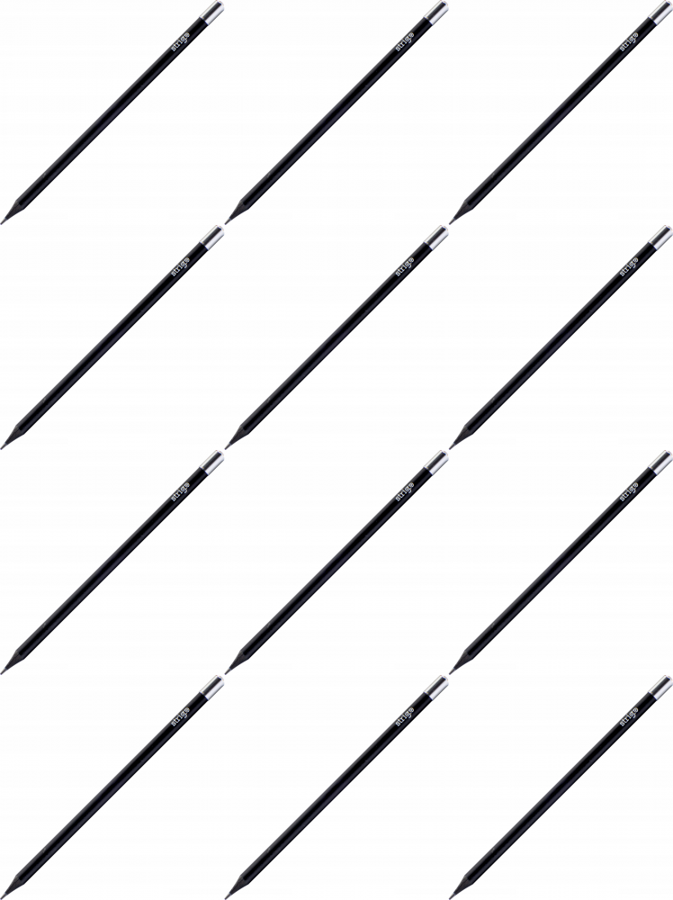 12x Ołówek z czarnego drewna Strigo, z diamentem, HB, czarny