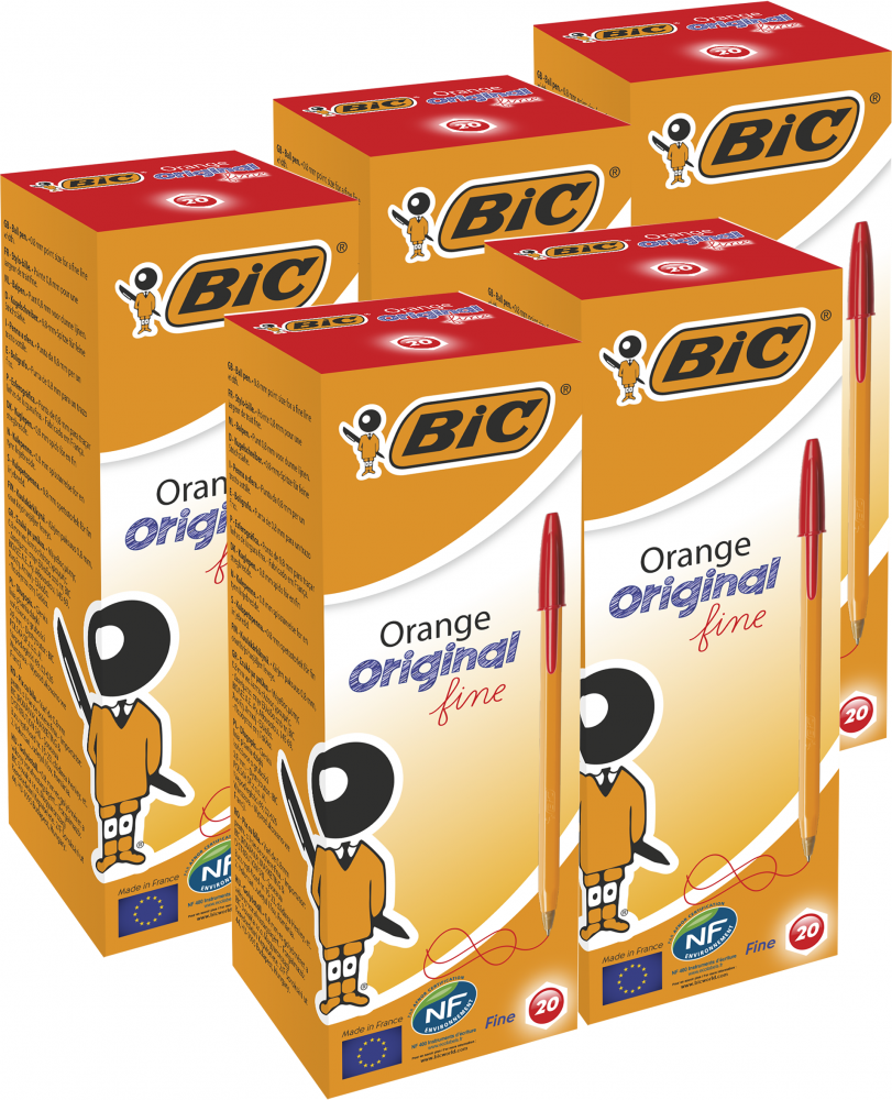 100x Długopis Bic Orange Original Fine, 0.8mm czerwony