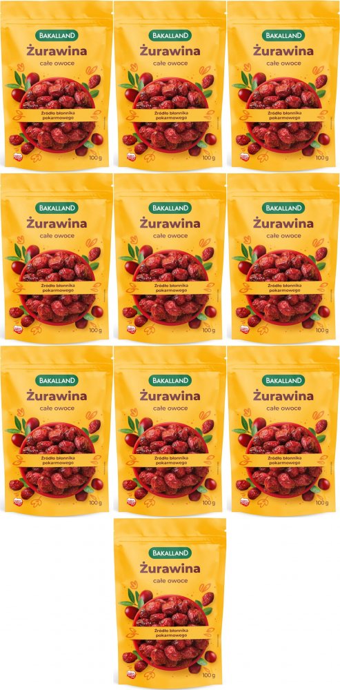 10x Żurawina całe owoce Bakalland, 100g