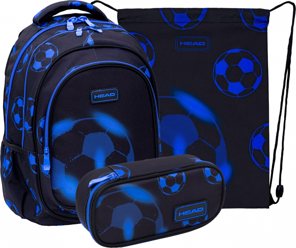 Zestaw: Plecak + piórnik + worek na buty Astra Head Football Neo Blue