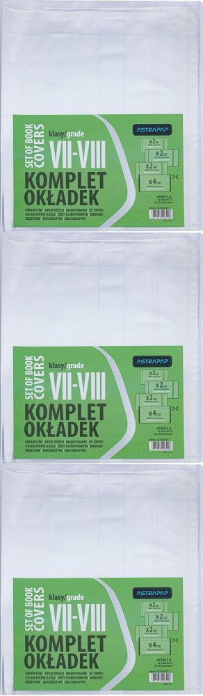 3x Okładki na zeszyt/książkę Astra Astrapap, do klas VII-VIII, 10 sztuk, transparentny