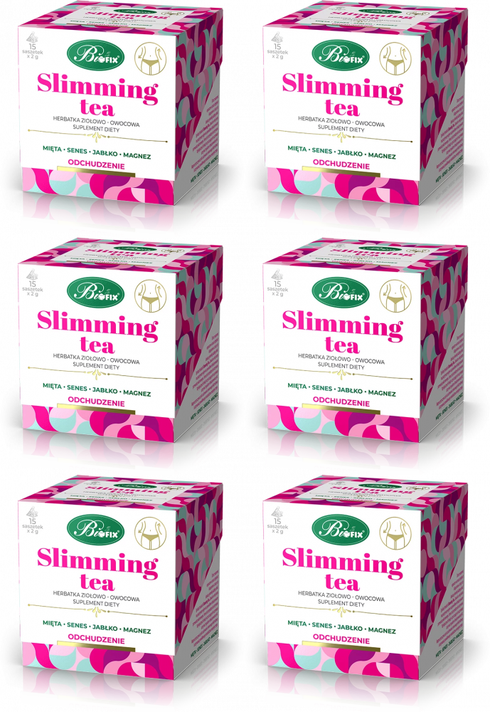 6x Herbata funkcjonalna w torebkach Bifix Slimming Tea, 15 sztuk x 2g
