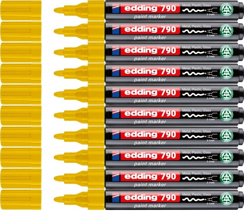 10x Marker olejowy edding e-790 PCR, okrągła, 2-3 mm, żółty