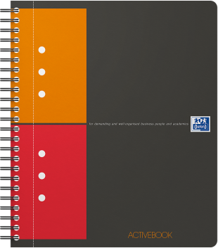 Kołonotatnik Oxford International ActiveBook, A5+, w kratkę, 80 kartek, okładka PP, szary