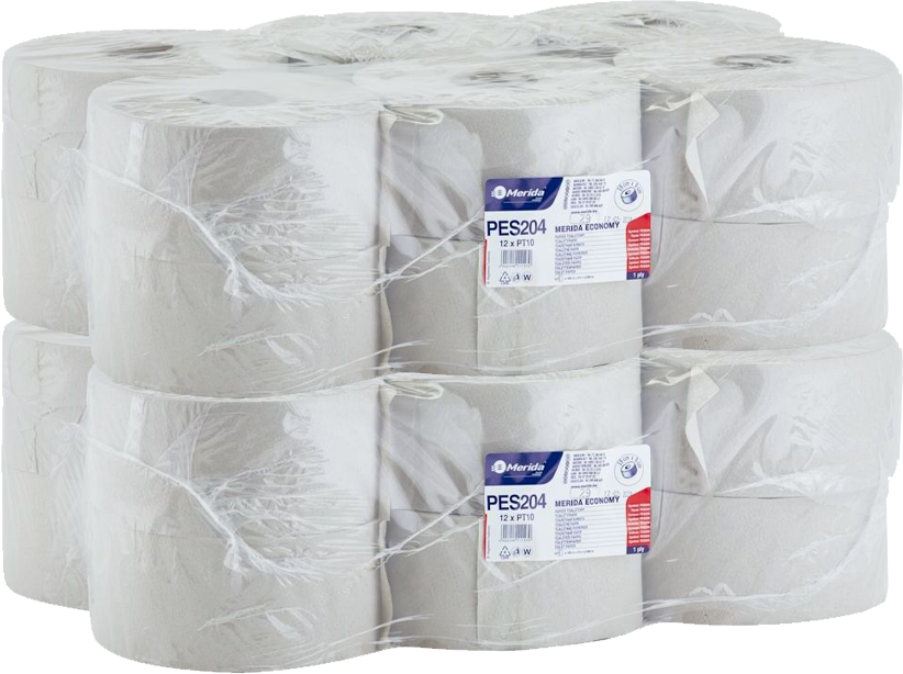 24x Papier toaletowy Merida Standard, 1-warstwowy, 9x19cm, 180m, szary
