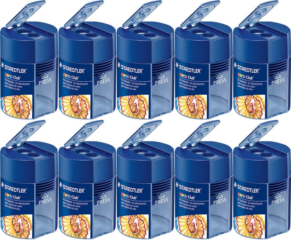 10x Temperówka Staedtler Noris Club, 2 otwory, niebieski