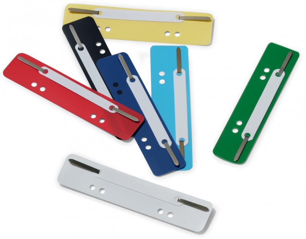 10x Wąsy skoroszytowe spinające dokumenty Durable, 25 sztuk, mix kolorów