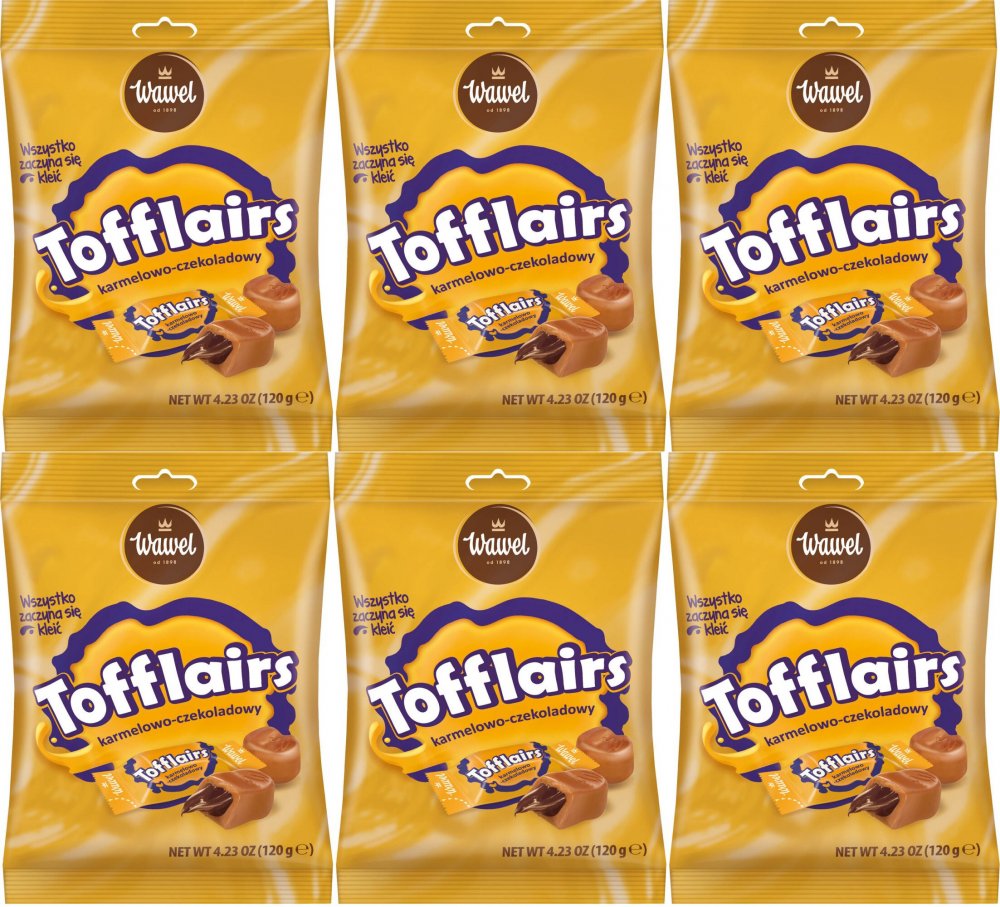6x Cukierki Wawel Tofflairs, karmelowo-czekoladowy, 120g