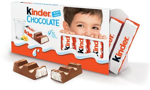Czekolada Kinder, 100g, 8 batoników, mleczne nadzienie w czekoladzie