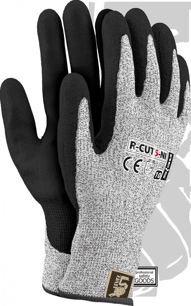 Rękawice robocze Reis R-CUT5-NI BWB, antyprzecięciowe, powlekane, rozmiar 11, szaro-czarny