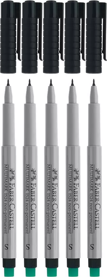 5x Marker suchościeralny Faber-Castell, okrągła, S, czarny