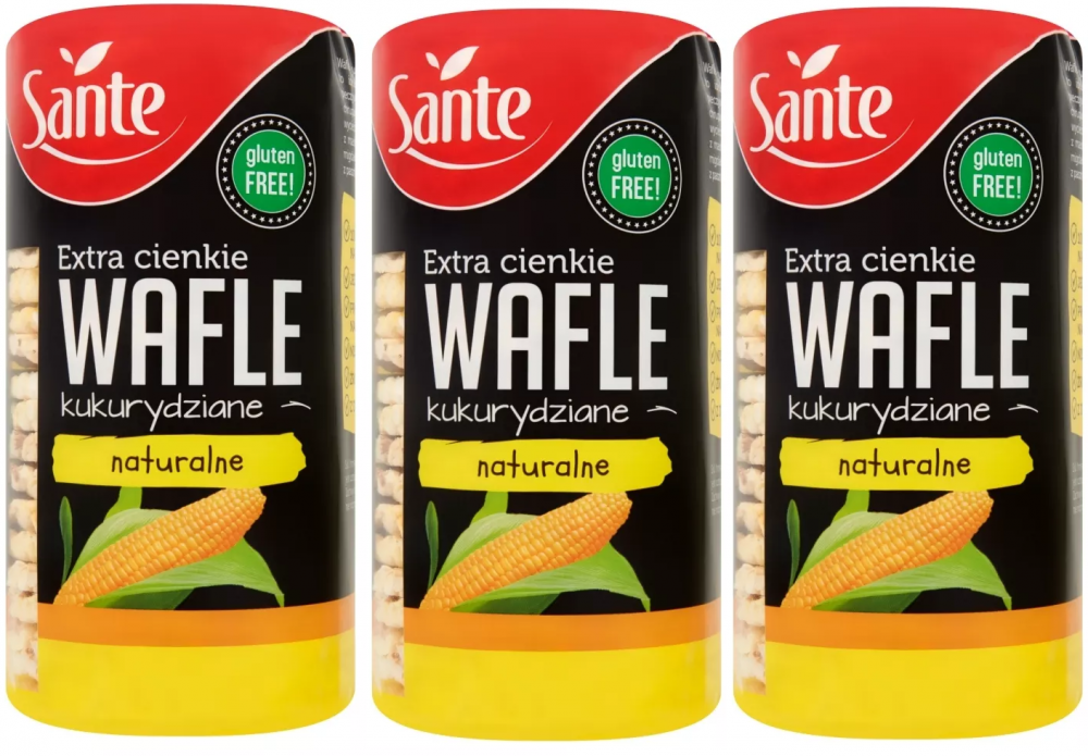 3x wafle kukurydziane Sante, extra cienkie, 120g