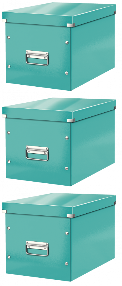 3x Pudło uniwersalne Leitz Click&Store, rozmiar L (320x310x360mm), turkusowy