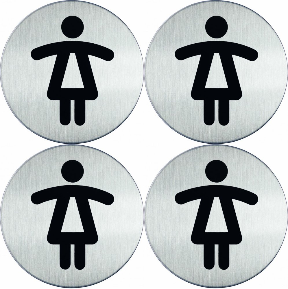 4x Tabliczka informacyjna Durable, "toaleta damska", 83mm, srebrny
