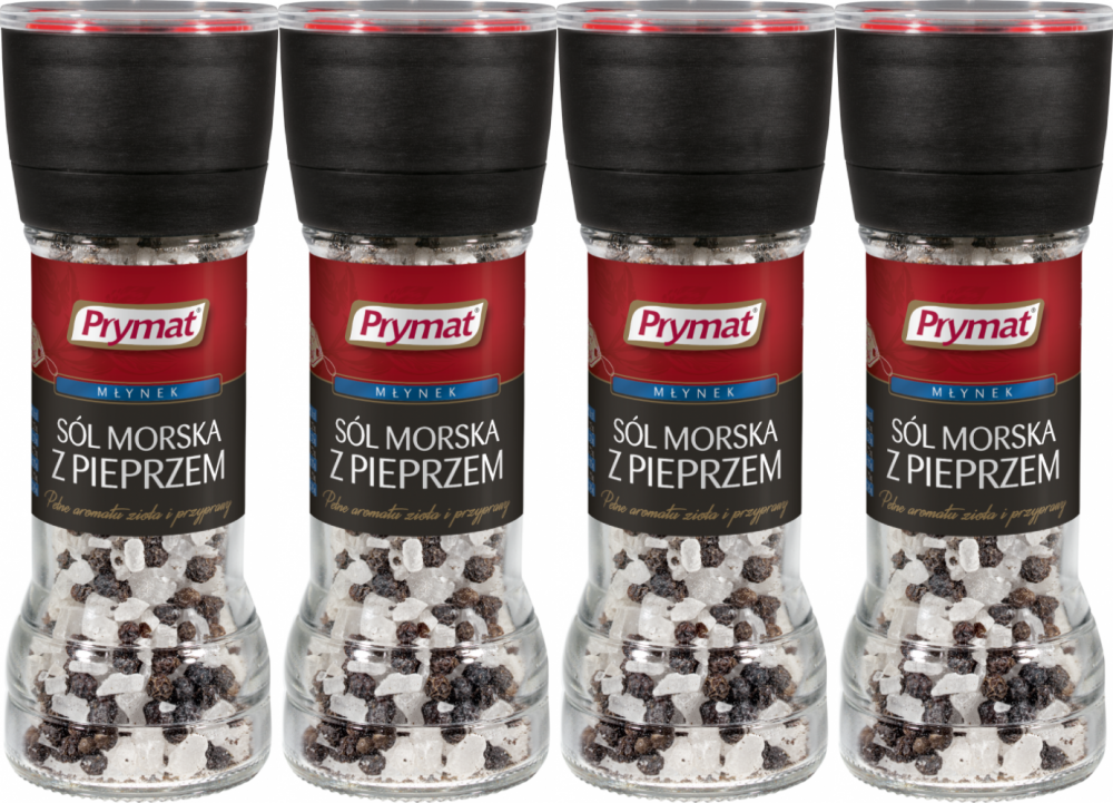 4x Sól morska z pieprzem Prymat, w młynku, 80g
