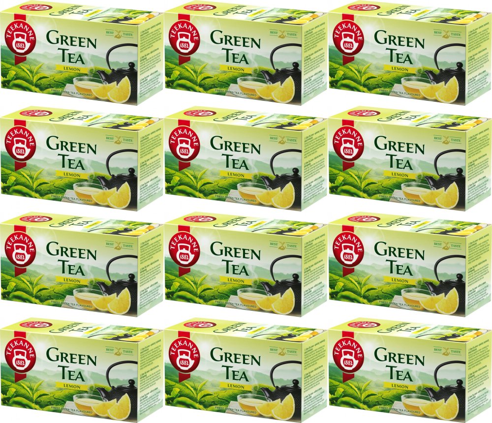 12x Herbata zielona smakowa w kopertach Teekanne Green Tea Lemon, cytryna, 20 sztuk x 1.75g