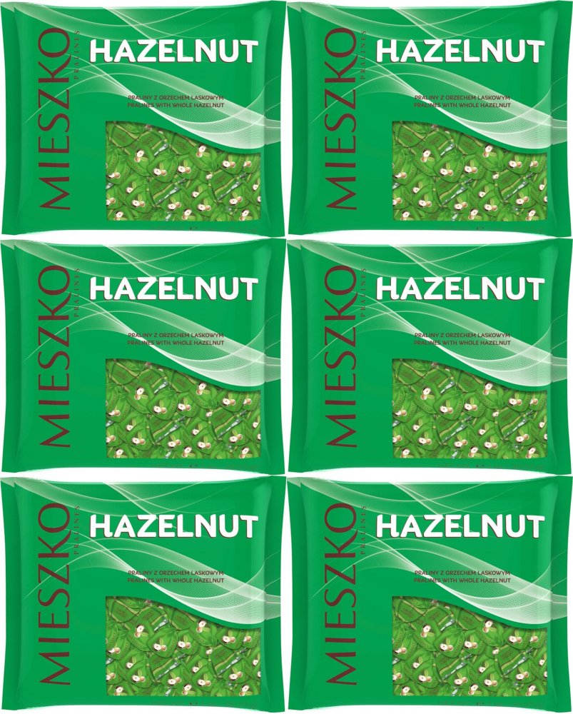 6x Praliny Mieszko Klejnoty Orzech laskowy, czekoladowy z nadzieniem orzechowym, 1kg