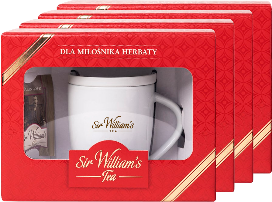4x Zestaw prezentowy Sir William's Tea, 12 smaków, 12 sztuk + porcelanowy kubek
